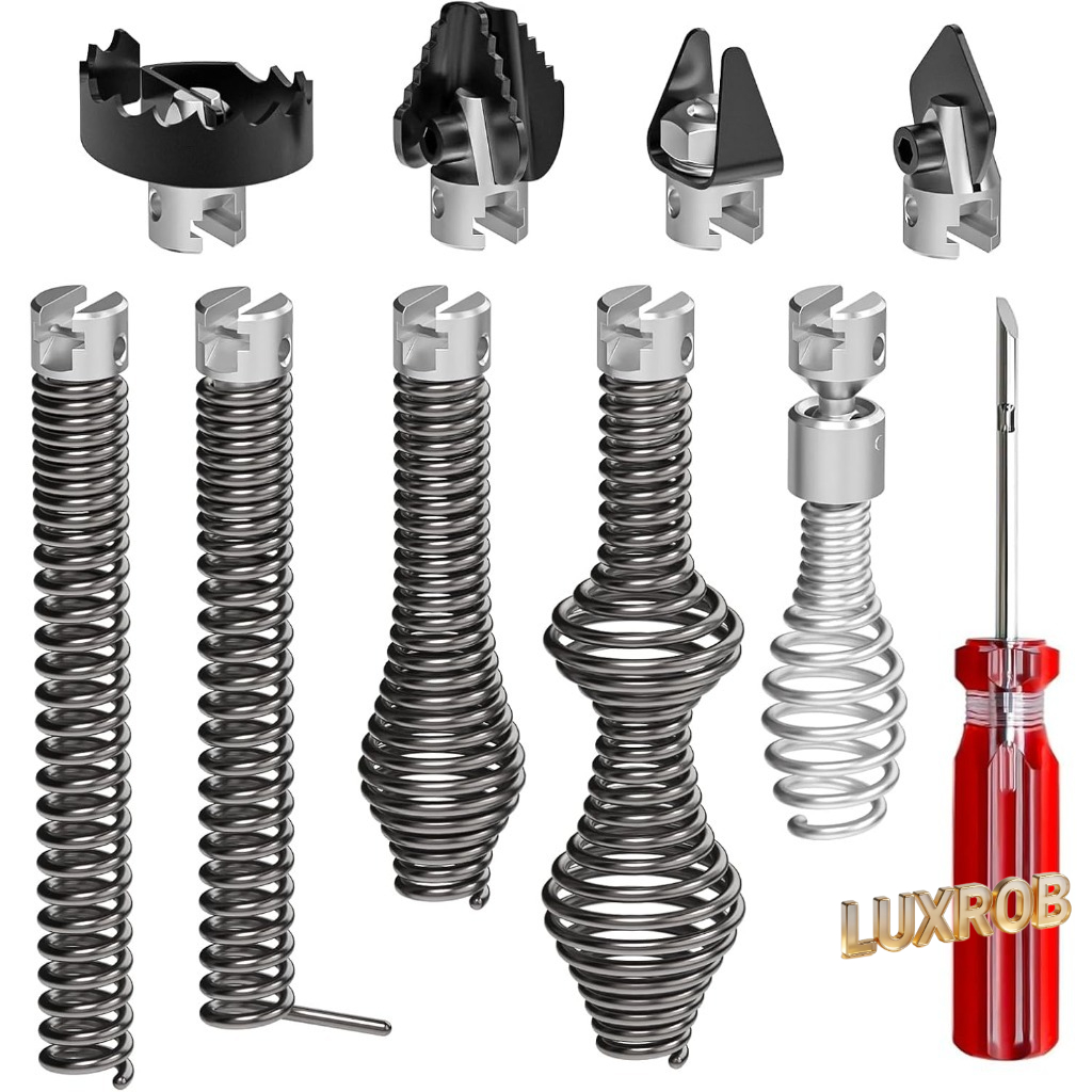 Auger Drill Attachment - 10-częściowy zestaw frezów do czyszczenia odpływów,